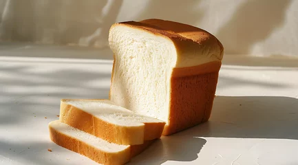 Tuinposter an image of white bread with a slice cut off in © AQsd