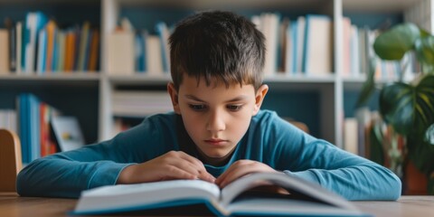 Determined Boy Overcoming Learning Barriers: Homework, Reading Challenges, Dyslexia. Сoncept Gardening As Therapy, Mindful Meditation, Art Therapy, Outdoor Yoga - obrazy, fototapety, plakaty