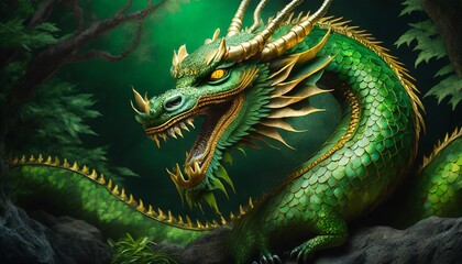 Fototapeta premium green dragon head