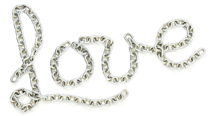 Word Love made with a chain