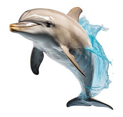 close up portrait of dolphin, cut out design with transparent background, generative ai