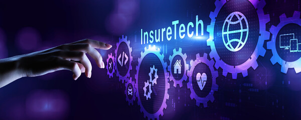 Insurtech Insurance technology online business finance concept on screen.