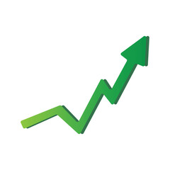 Growing business arrow on white background, Concept of sales symbol icon with arrow moving up. Economic Arrow With Growing trend.