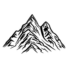 Naklejka premium Mountain silhouette vector icon. Rocky peaks, Mountains ranges