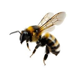 a stunning bee is flying, isolated on transparent background
