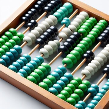 Abacus with green blue white balack beads