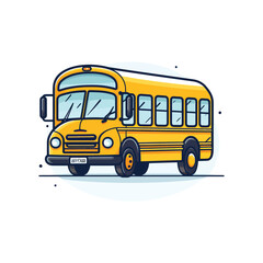 Obraz na płótnie Canvas School Bus,simple,minimalism,flat color,vector illustration,thick outlined,white background
