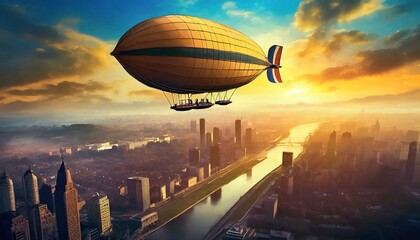 air balloon in sunset
