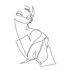 Abstract beautiful female portrait, continuous line drawing, quick sketch, fashion girl, woman beauty minimalist, vector illustration