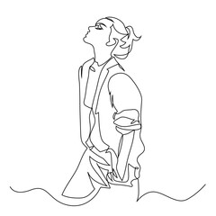 Abstract beautiful female portrait, continuous line drawing, quick sketch, fashion girl, woman beauty minimalist, vector illustration