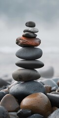 Fototapeta na wymiar Balance of rocks, minimalistic background image for mobile phone, ios, Android, banner for instagram stories, vertical wallpaper.
