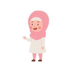 Muslim child, little girl, cartoon vector illustration isolated on white