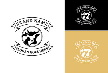 Animal Farm set logo. Cow, Pig and Chicken icon. flat design. Vector Illustration on white background.
