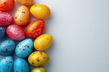 Fototapeta na wymiar Speckled Easter Eggs Corner Arrangement