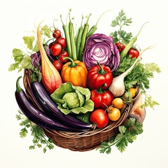 Basket of Lush Vegetables