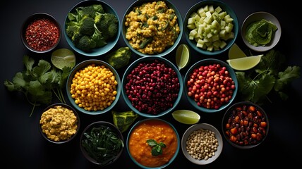 Vegan Bowls and Ingredients Selection