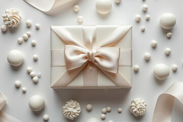 White Day background with Elegance White Gift Box