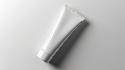 A plain white plastic tube mockup style with a white backdrop for beauty packaging, Generative AI.