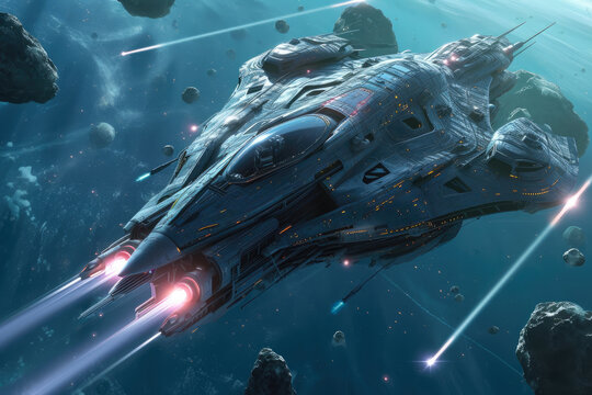 Galactic Guardian: Laser-Equipped Battleship