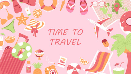 Summer beach background. Time to travel