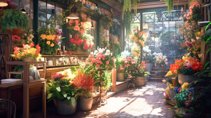 Fototapeta na wymiar Interior design of flower shop