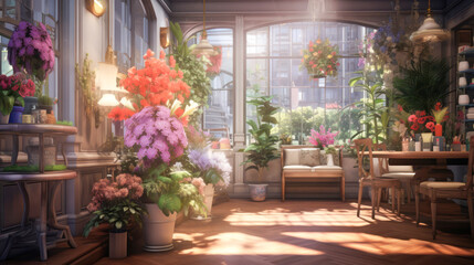 Fototapeta na wymiar Interior design of flower shop