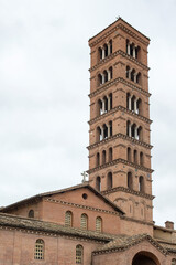 The tower bell of the Basilica of Saint Mary in Cosmedin. It is a minor basilican church in Rome,...