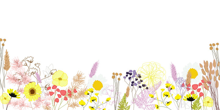 Banner giardino con piccoli fiori colorati