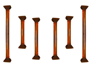 Foto auf Leinwand Pine wooden pillars - columns , support - poles on isolated transparent background © Gold Picture