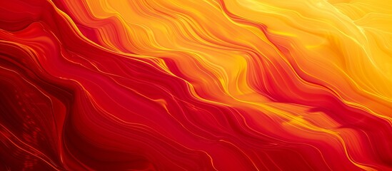 Experience the Energy and Movement - Abstract Background with Wavy Lines in Vivid Red and Yellow