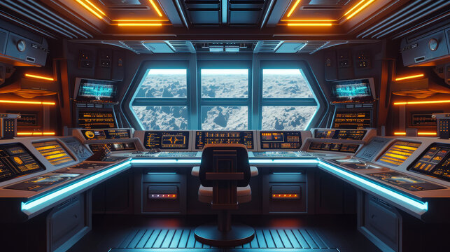 Futuristic Galactic Hub: Cyberpunk Control Center