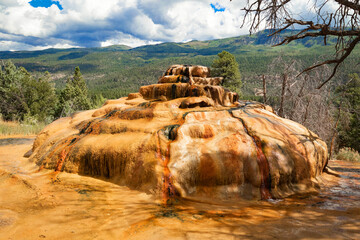 Pinkerton Mineral Hot Spring and Rocky Mountain landscape outside Durango Colorado, USA