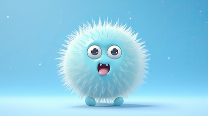 Obraz premium 3D cute creature isolated on blue background