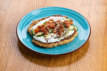 French toast with salmon and cream cheese