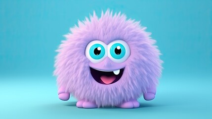 Fototapeta premium 3D cute creature isolated on blue background