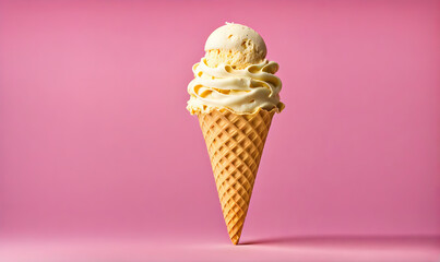 Ice cream delight: Waffle cone with creamy goodness