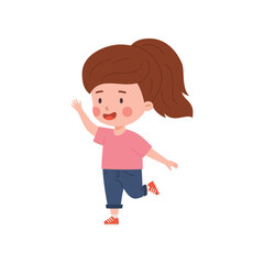 Kid counting to five, vector cute preschool boy showing 5 fingers gesture to count and study numbers, arithmetic math