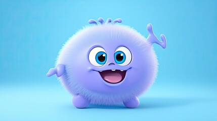 Obraz premium 3D cute creature isolated on blue background
