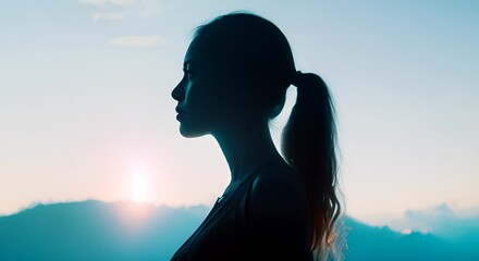 Silhouette of a woman with long hair blending into an urban landscape and digital data. The concept of human-digital world integration. - Powered by Adobe