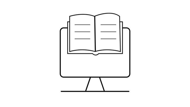 Open book on a stand animated on a white background.