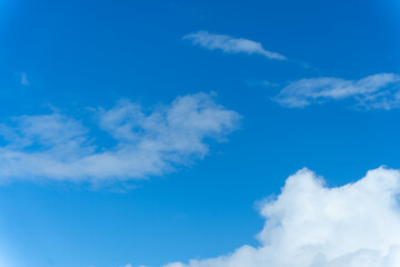 Bright Blue Sky with White Cotton Clouds