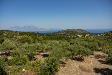 Greece, Zakynthos, Road to skinari lighthouse at zakynthos island north cape. Cape Skinari With Views Across The Sea To Kefalonia, Zakynthos