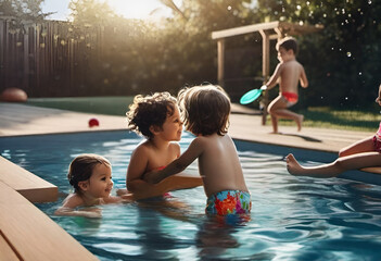 Kids playing in the pool