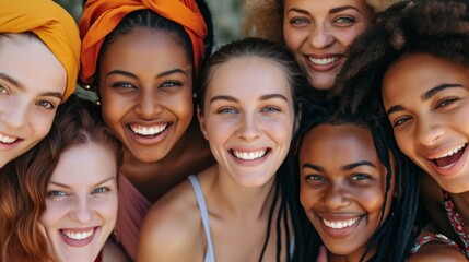 Obraz premium A group of women smiling and posing for a picture