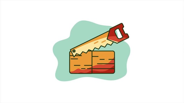 saw cut wood animation looping video design
