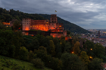Fototapeta na wymiar Germany, Heidelberg Castle night