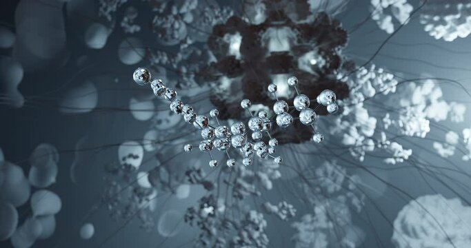 Perphenazine rotating 3d molecule, molecular structure of phenothiazines, seamless video