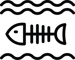 Sea fish skeleton dust icon outline vector. Fumes emission. Ecological problem