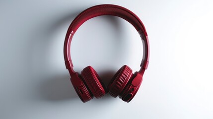 headphone in red color isolated on whit background