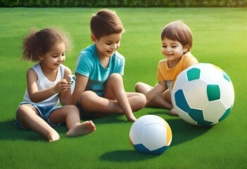 Kids playing with a ball